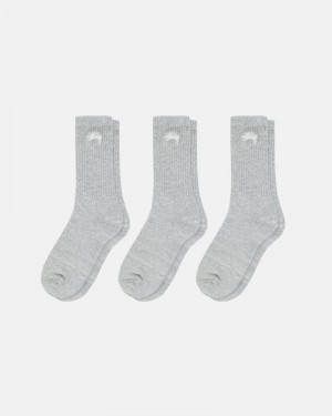 Accesorios Stussy STOCK CREW SOCK PACK Unisex Grises | ZEOV-86397