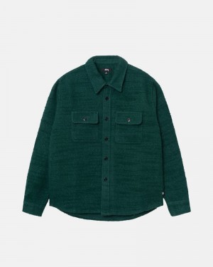 Camisas Stussy BOUCLE WOOL CPO Unisex Verdes | IACL-65892