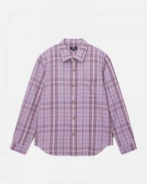 Camisas Stussy STONES PLAID Unisex Lavanda | QSAO-96180