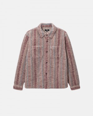 Camisas Stussy STRIPED SHERPA Unisex Rosas | KQLO-05764