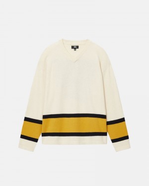 Knitted Stussy HOCKEY Unisex Beige | MXDB-31859