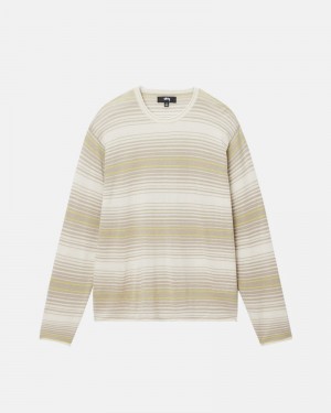 Knitted Stussy HORIZONTAL STRIPE Unisex Beige | JOHS-89062