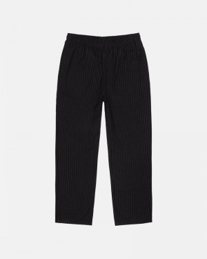 Pantalones Stussy BEACH PANT WOOL STRIPE Unisex Negros | JIDT-45819