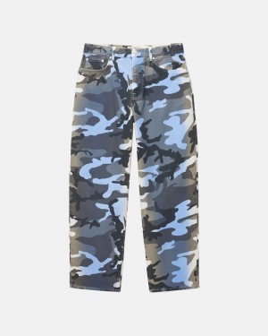 Pantalones Stussy BIG OL' JEAN SPRAY DYE CANVAS Unisex Azules Camuflados | MEVN-85903