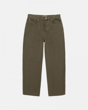 Pantalones Stussy BIG OL' JEAN WASHED CANVAS Unisex Verde Oliva | RANJ-38614