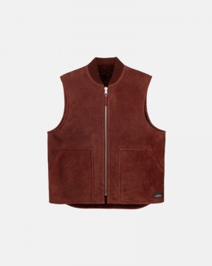 Ropa De Abrigo Stussy REVERSIBLE SHEARLING WORKGEAR VEST Unisex Vino | WJBX-50379