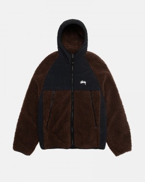 Ropa De Abrigo Stussy SHERPA PANELED HOODED JACKET Unisex Marrom | COEX-51372