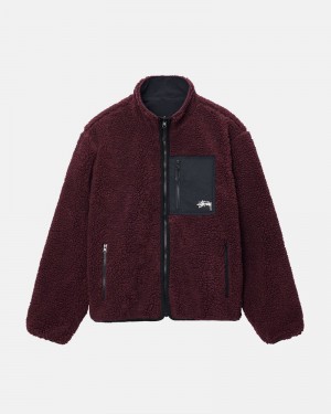 Ropa De Abrigo Stussy SHERPA REVERSIBLE JACKET Unisex Vino | TCBE-09284