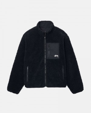 Ropa De Abrigo Stussy SHERPA REVERSIBLE JACKET Unisex Negros | AOSH-97850