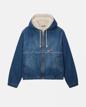 Ropa De Abrigo Stussy WORK JACKET DENIM SHERPA Unisex Azules | LRXD-20739