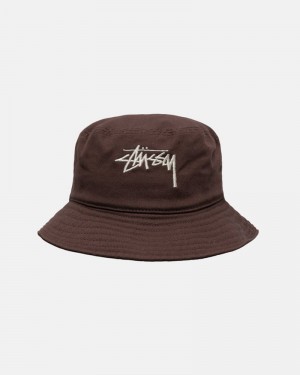 Sombreros Stussy BUCKET HAT BIG STOCK Unisex Chocolate | AZHV-49168