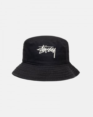 Sombreros Stussy BUCKET HAT BIG STOCK Unisex Negros | YROV-75689