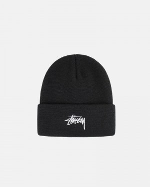 Sombreros Stussy CUFF BEANIE STOCK Unisex Negros | MKIV-03274