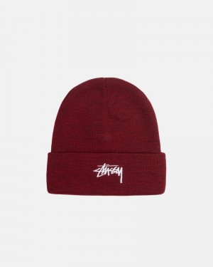 Sombreros Stussy CUFF BEANIE STOCK Unisex Rojos | FJVS-62839