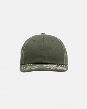 Sombreros Stussy LOW PRO BASIC STITCH STRAPBACK Unisex Verde Oliva | HQBA-23165