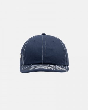 Sombreros Stussy LOW PRO BASIC STITCH STRAPBACK Unisex Azul Marino | EKOH-26095