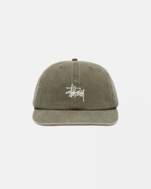 Sombreros Stussy LOW PRO BASIC WASHED STRAPBACK Unisex Verde Oliva | PZJK-83512