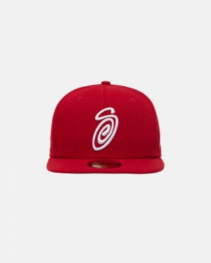 Sombreros Stussy NEW ERA 59FIFTY CURLY S Unisex Rojos | DWVM-87562