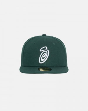 Sombreros Stussy NEW ERA 59FIFTY CURLY S Unisex Verdes | ZOBM-34097