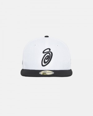 Sombreros Stussy NEW ERA 59FIFTY CURLY S Unisex Blancos Negros | VXYW-35078