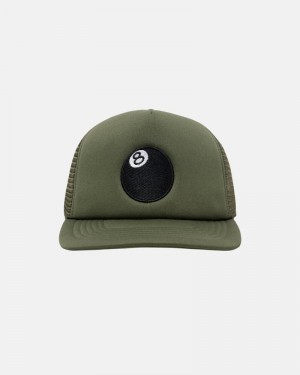 Sombreros Stussy TRUCKER 8 BALL SNAPBACK Unisex Verde Oliva | UZRJ-86375