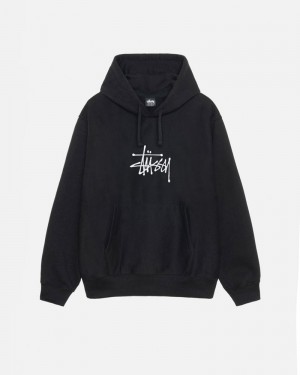 Sudadera Stussy BASIC APPLIQUE HOODIE Unisex Negros | ILDU-79103