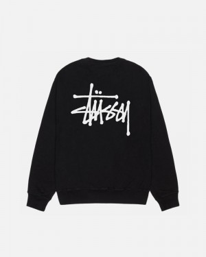 Sudadera Stussy BASIC CREW PIGMENT DYED Unisex Negros | NGWD-03146