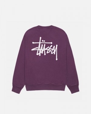 Sudadera Stussy BASIC CREW PIGMENT DYED Unisex Morados | WZXS-03614