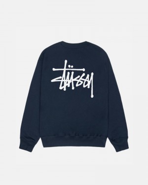 Sudadera Stussy BASIC CREW Unisex Azul Marino | OQWP-25409