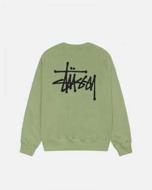 Sudadera Stussy BASIC CREW Unisex Verdes | ERJP-41306