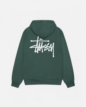 Sudadera Stussy BASIC HOODIE PIGMENT DYED Unisex Verdes | KGOQ-17524