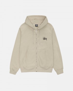 Sudadera Stussy BASIC ZIP HOODIE Unisex Kaki | MTHR-41803