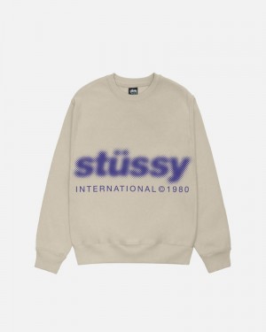 Sudadera Stussy BLUR CREW Unisex Kaki | SMZG-31956