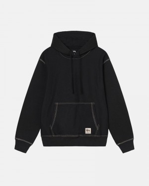 Sudadera Stussy CONTRAST STITCH LABEL HOODIE Unisex Negros | JOPS-97568