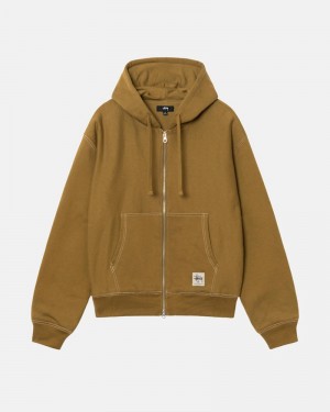 Sudadera Stussy DOUBLE FACE LABEL ZIP HOODIE Unisex Verde Oliva | IPCD-90375