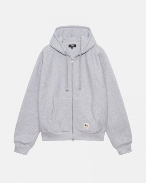 Sudadera Stussy DOUBLE FACE LABEL ZIP HOODIE Unisex Grises | LNYI-06258