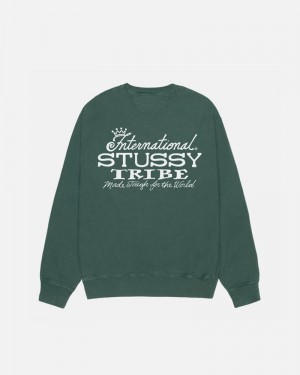 Sudadera Stussy IST CREW PIGMENT DYED Unisex Verdes | LFXE-36549