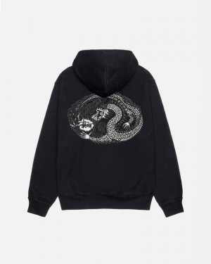 Sudadera Stussy MOSAIC DRAGON HOODIE PIGMENT DYED Unisex Negros | HKIG-74015