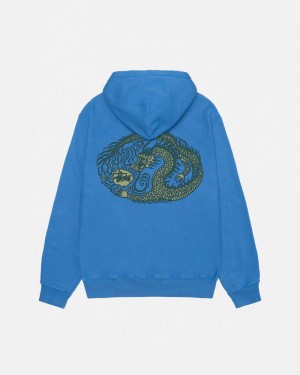 Sudadera Stussy MOSAIC DRAGON HOODIE PIGMENT DYED Unisex Azules | GZBY-19248