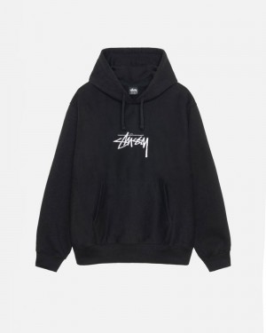 Sudadera Stussy STOCK LOGO APPLIQUE HOODIE Unisex Negros | XZSD-31095