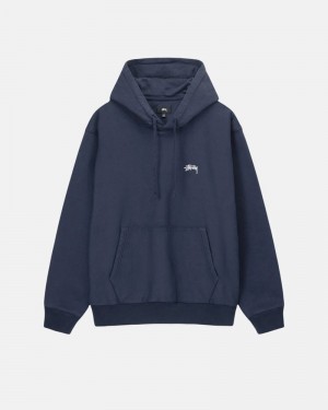 Sudadera Stussy STOCK LOGO HOODIE Unisex Azul Marino | CXHL-97086