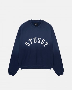 Sudadera Stussy SUN FADED OVERSIZED CREW Unisex Azul Marino | EFXT-32481