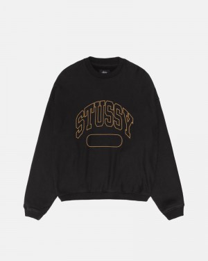 Sudadera Stussy VARSITY OVERSIZED CREW Unisex Negros | ZJSF-51237