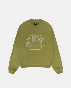 Sudadera Stussy VARSITY OVERSIZED CREW Unisex Verdes | TQJR-58019