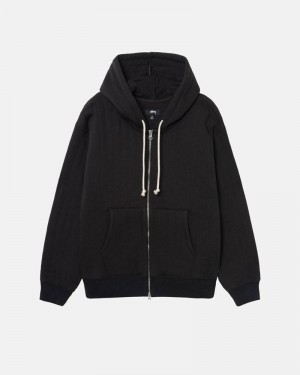 Sudadera Stussy VERTICAL QUILTED ZIP HOODIE Unisex Negros | IZRG-18703