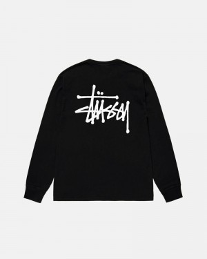 Tops Stussy BASIC LS Unisex Negros | YCAN-96230