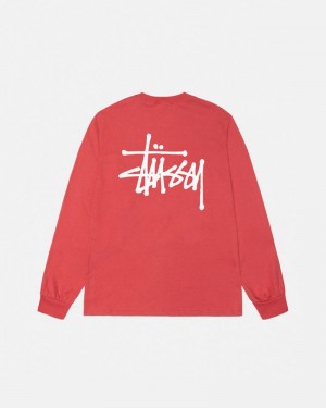 Tops Stussy BASIC LS Unisex Rojos | UBNI-62049