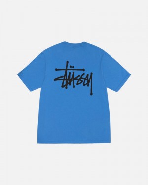 Tops Stussy BASIC PIGMENT DYED Unisex Azules | MUPN-91850