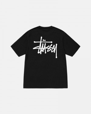 Tops Stussy BASIC PIGMENT DYED Unisex Negros | LZEQ-89605