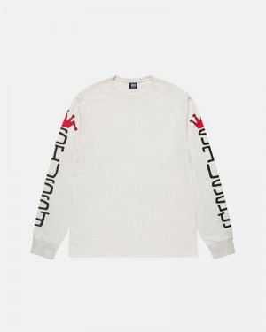 Tops Stussy JUMBO LS PIGMENT DYED Unisex Beige | VHQJ-16345